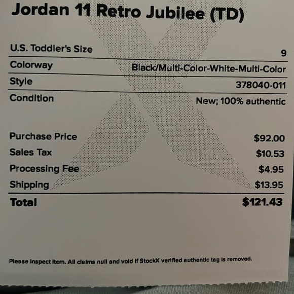 Jordan 11 Retro Jubilee size 9C toddler - Picture 5 of 5